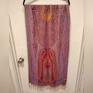 Collection Eighteen Women's Purple Multicolor Tapestry Rectangle Scarf Multi Use